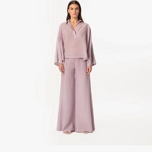 Harris Cotton Luxury 100% Grecian Linen Wide Leg Buttoned Pants Size L